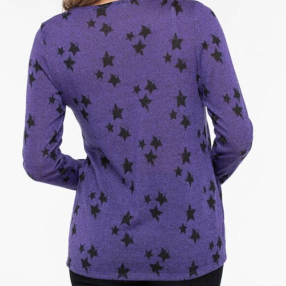 RICKI'S Long Sleeve Ruched Star Print Top - Picture 5 of 9